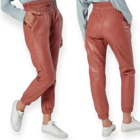 JOIE Caramel Faux Leather Jogger Style Pants - Picture 3 of 9